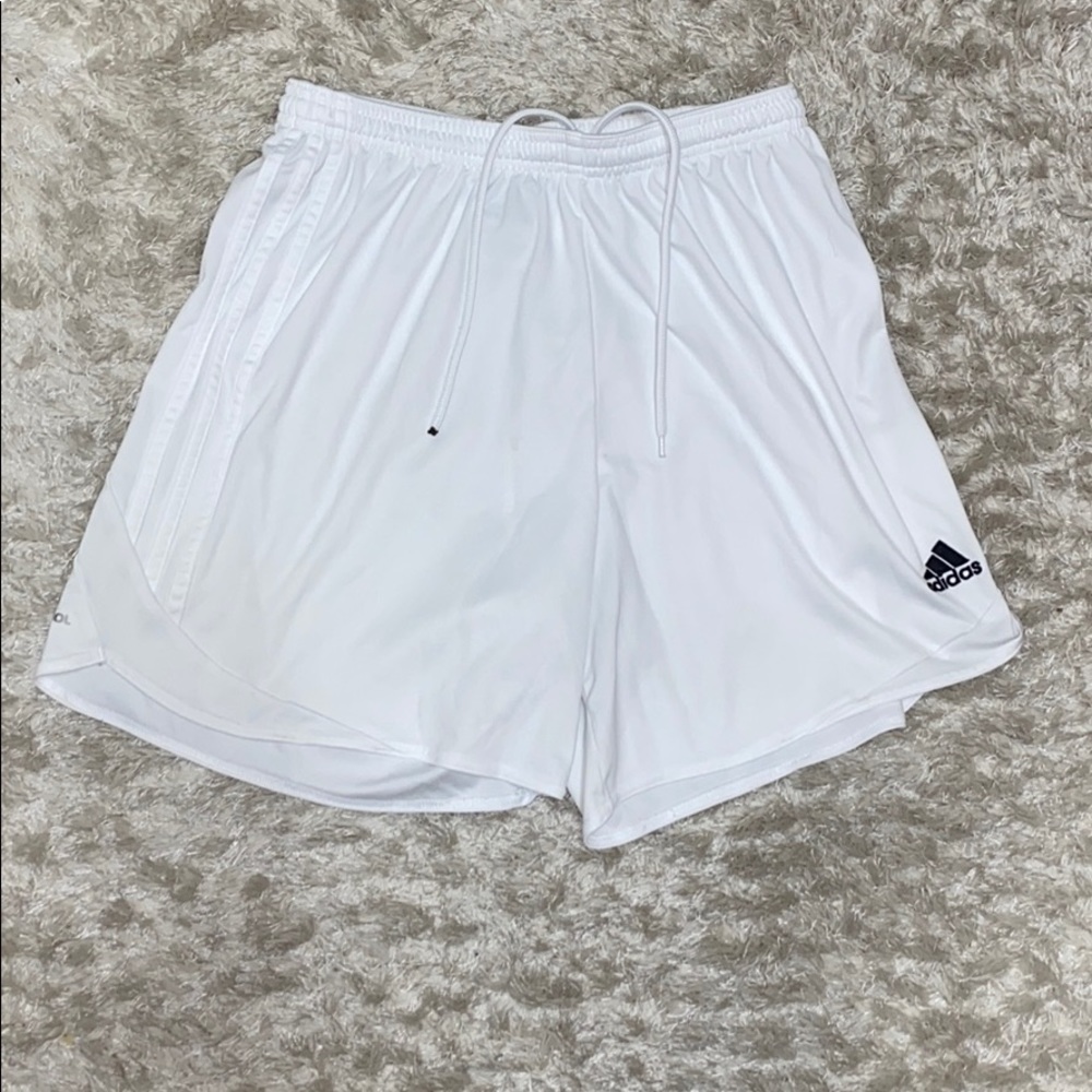 ADIDAS WHITE SOCCER SHORTS!!!!!!!!!!!!